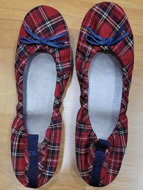 GAP Red Plaid Flats with Bow